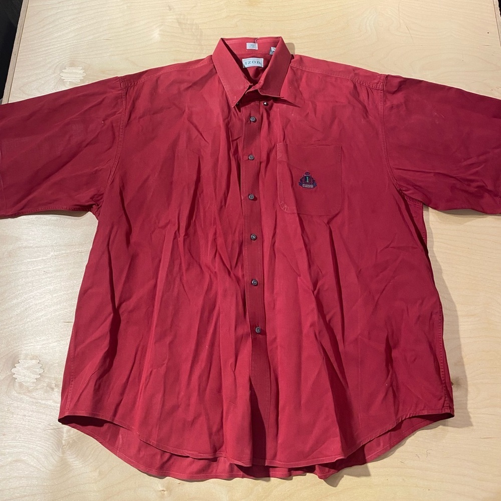 Izod Classic Red Cotton Short Sleeve Shirt XL (17-17 1/2) (GZ)